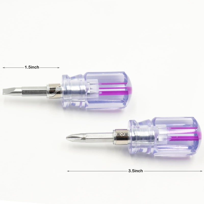 AKTOO Stubby Magnetic Screwdriver With Phillips Head and Flat Head,Small Pocket Screwdriver for DIY Repairing,2 Piece Set - Image 4